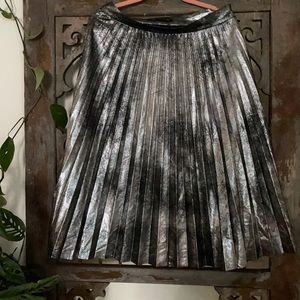 Zara Pleated Metallic Midi Skirt